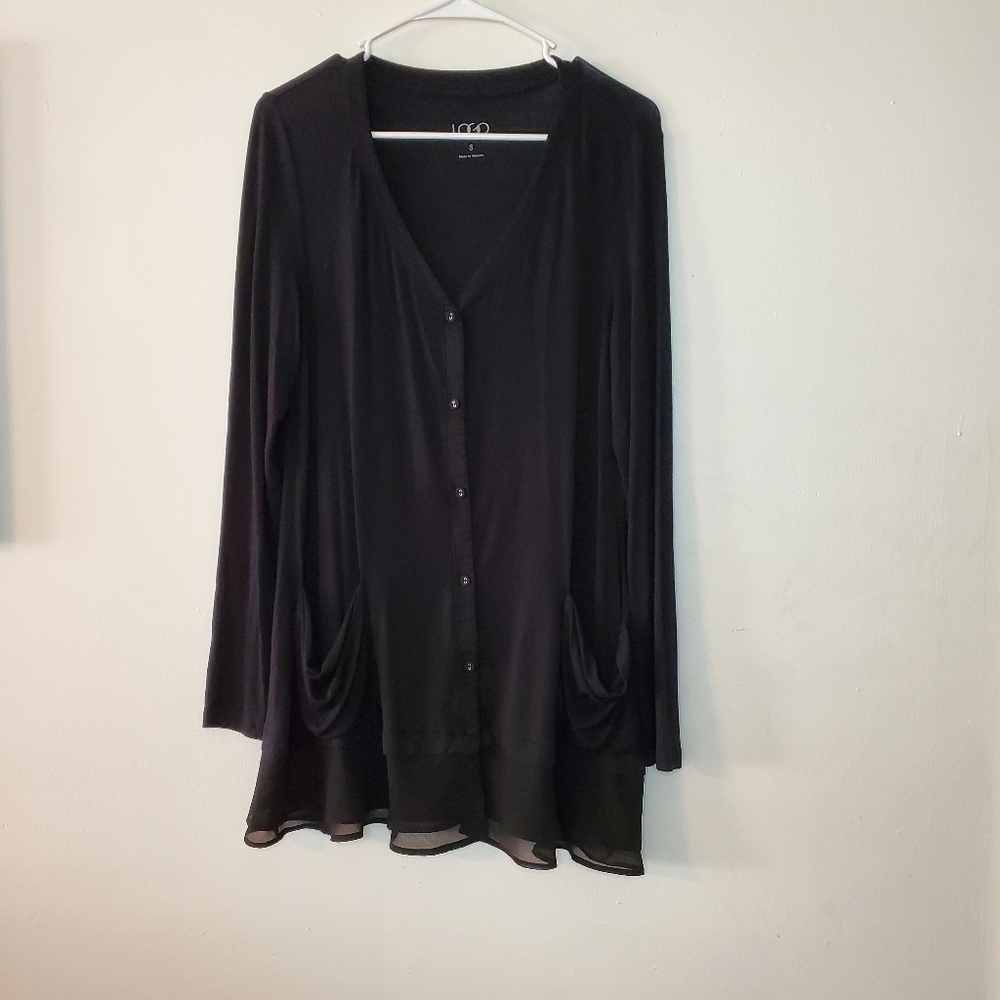 LOGO by Lori Goldstein tunic length cardigan size small